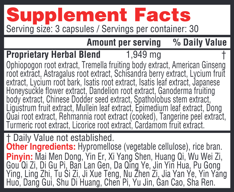 Tremella & American Ginseng (Health Concerns) 90ct Supplement Facts