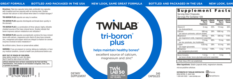 Tri-Boron Plus Twinlab Label