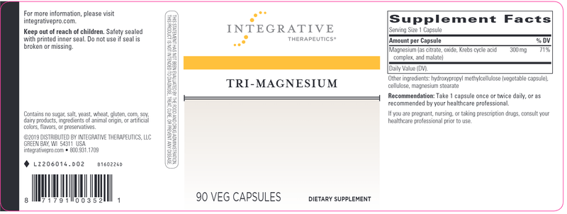 Tri-Magnesium (Integrative Therapeutics) Label