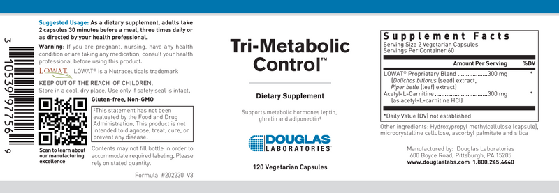 Tri Metabolic Control Douglas Labs Label