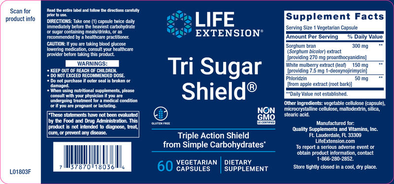 Tri Sugar Shield® (Life Extension) Label