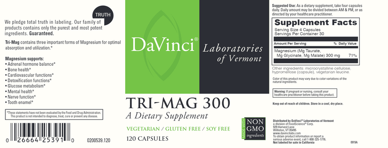 Tri Mag 300 DaVinci Labs Label