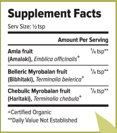 Triphala Powder Organic (Banyan Botanicals) Supplement Facts