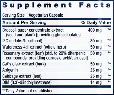 Triple Action Cruciferous Vegetable Extract (Life Extension) Supplement Facts