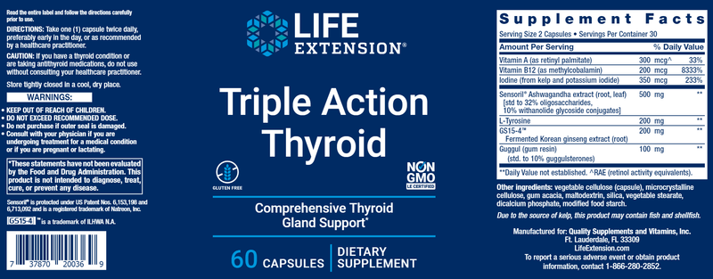 Triple Action Thyroid (Life Extension) Label