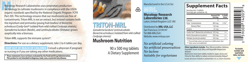 Trition-MRL Tablets (Mycology Research Labs) Label