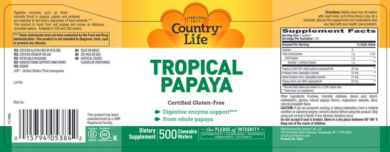 Tropical Papaya (Country Life) Label