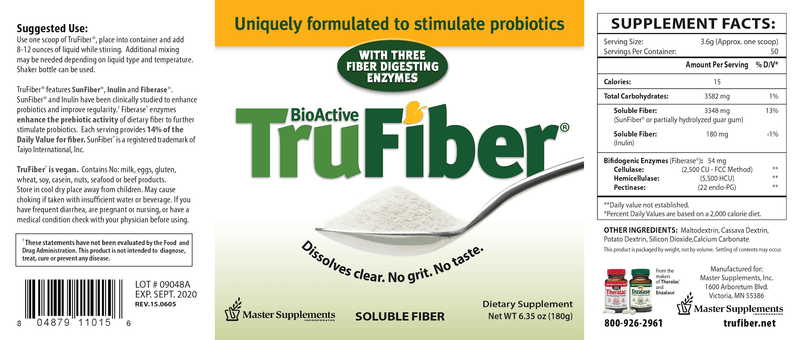 TruFiber Master Supplements Label