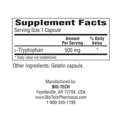 Tryptophan (Bio-Tech Pharmacal) Supplement Facts