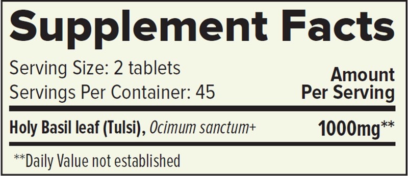 Tulsi Tablets (Banyan Botanicals) Supplement Facts