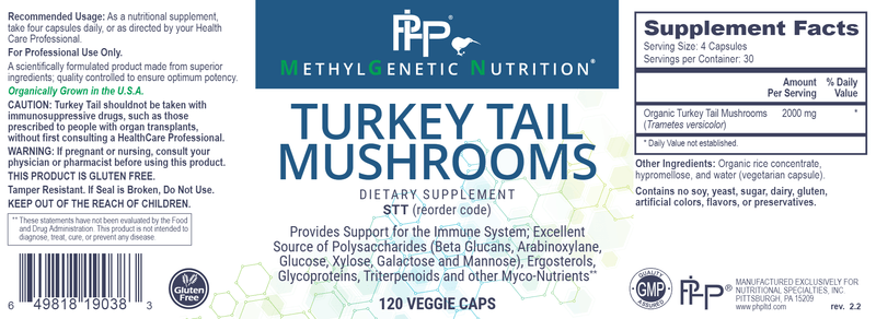 Turkey Tail Mushrooms Professional Health Products Label