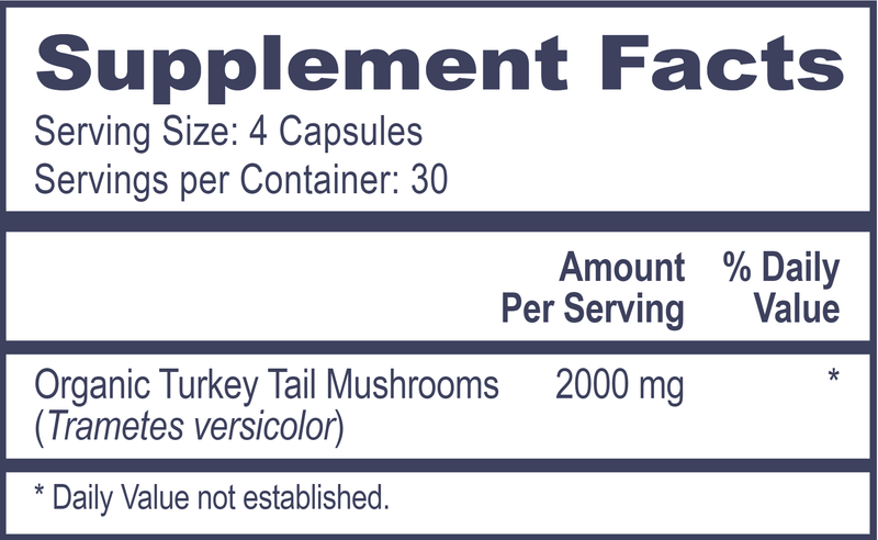 Turkey Tail Mushrooms Professional Health Products Supplement Facts