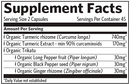 turmeric formula (organic india) supplement facts