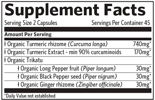 Turmeric Formula 90ct (Organic India) Supplement Facts