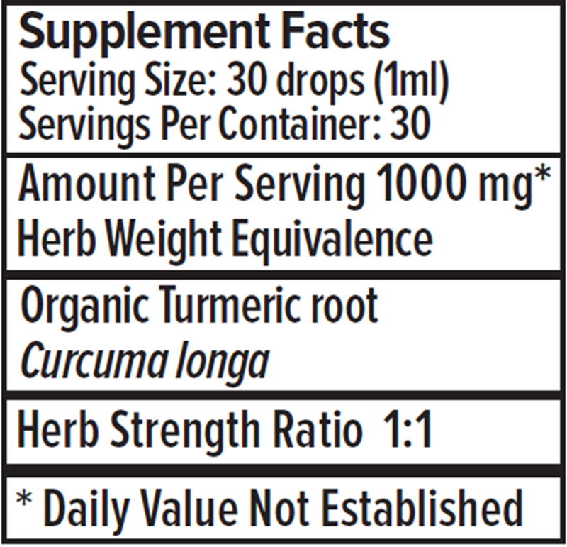 Turmeric Liquid Extract (Banyan Botanicals) Supplement Facts