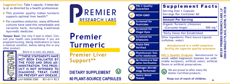 Turmeric Premier (Premier Research Labs) Label