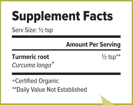 Turmeric Root Powder Organic (Banyan Botanicals) Supplement Facts