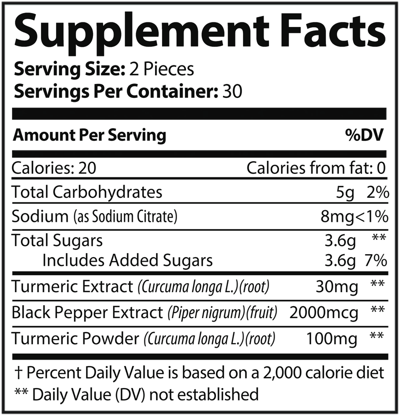 Turmeric Gummies Olympian Labs Supplement Facts
