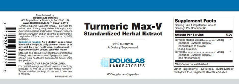 Turmeric Max-V Douglas Labs Label