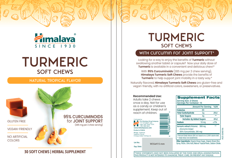 Turmeric Soft Chews (Himalaya Wellness) Label