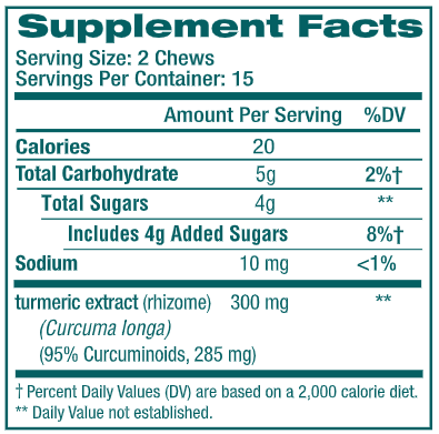 Turmeric Soft Chews (Himalaya Wellness) supplement facts