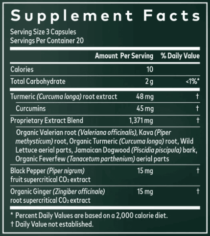 Turmeric Supreme Pain P.M. 60ct (Gaia Herbs) supplement facts