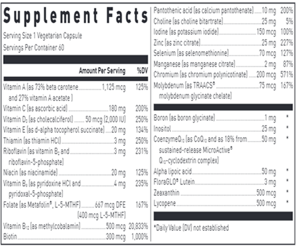 ULTRA PREVENTIVE 1 DAILY (Douglas Labs) supplement facts
