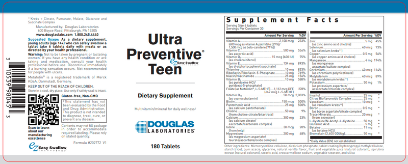  Ultra Preventive Teen (Douglas Labs) Label