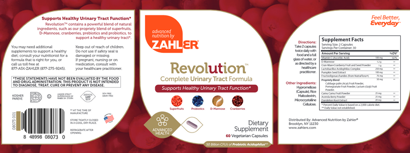 UT Revolution (Advanced Nutrition by Zahler) Label