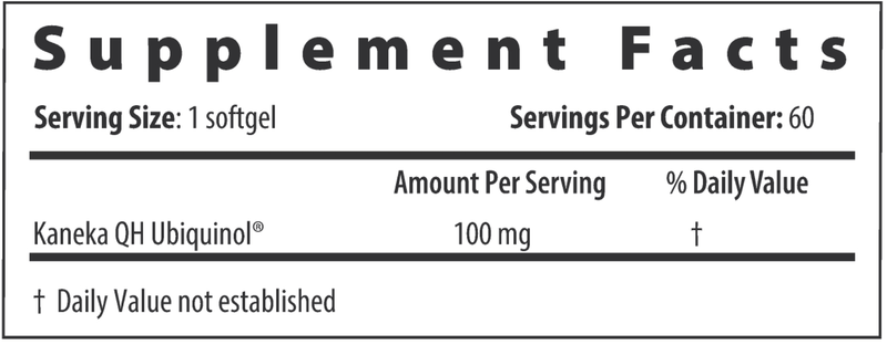 Ubiquinol 100mg 60ct (Restorative Formulations) Supplement Facts