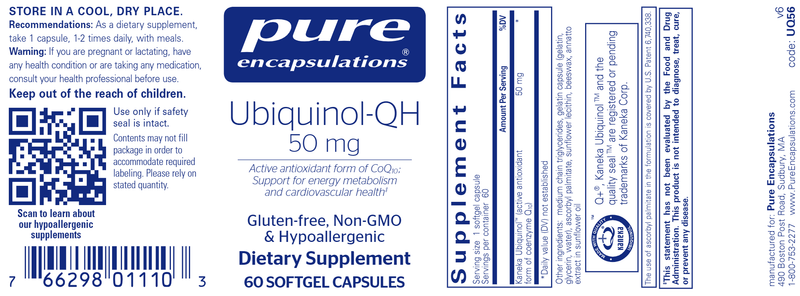 Ubiquinol-QH 50 Mg (Pure Encapsulations) label