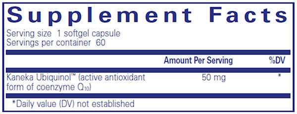 Ubiquinol-QH 50 Mg (Pure Encapsulations) supplement facts