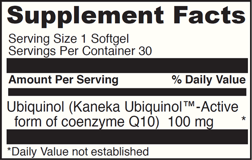 Ubiquinol 100 Mg 30 Softgels DaVinci Labs Supplement Facts