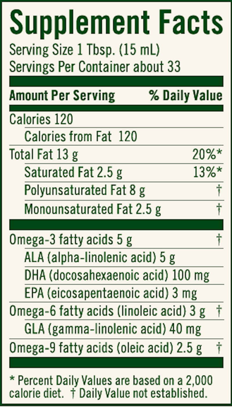 Udo's Choice DHA Oil Blend (Flora) 17oz Supplement Facts