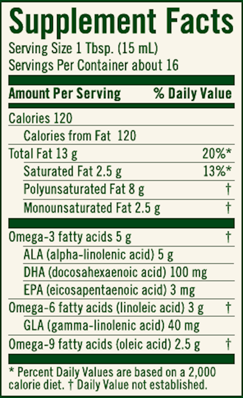 Udo's Choice DHA Oil Blend (Flora) 8.5oz Supplement Facts