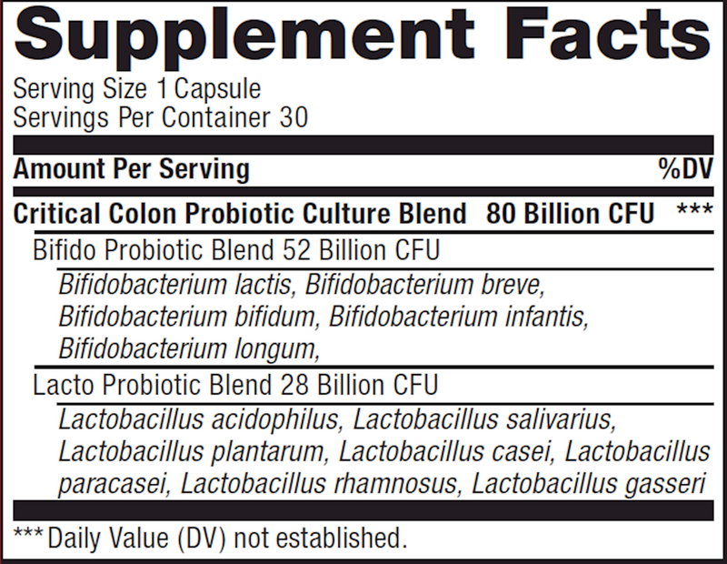 Ult FloraMax Crit Colon 80 bill (Advanced Naturals) Supplement Facts