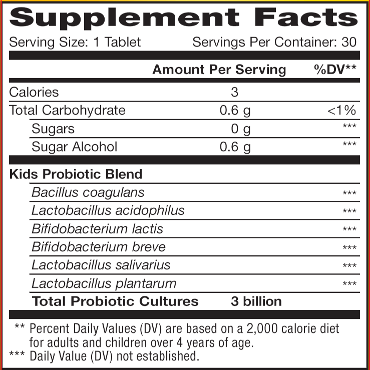 Ultimate Flora Kids Pro Berry (Renew Life) Supplement Facts