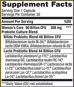 Ultimate Flora Women's Care Probiotic 90B (Renew Life) Supplement Facts