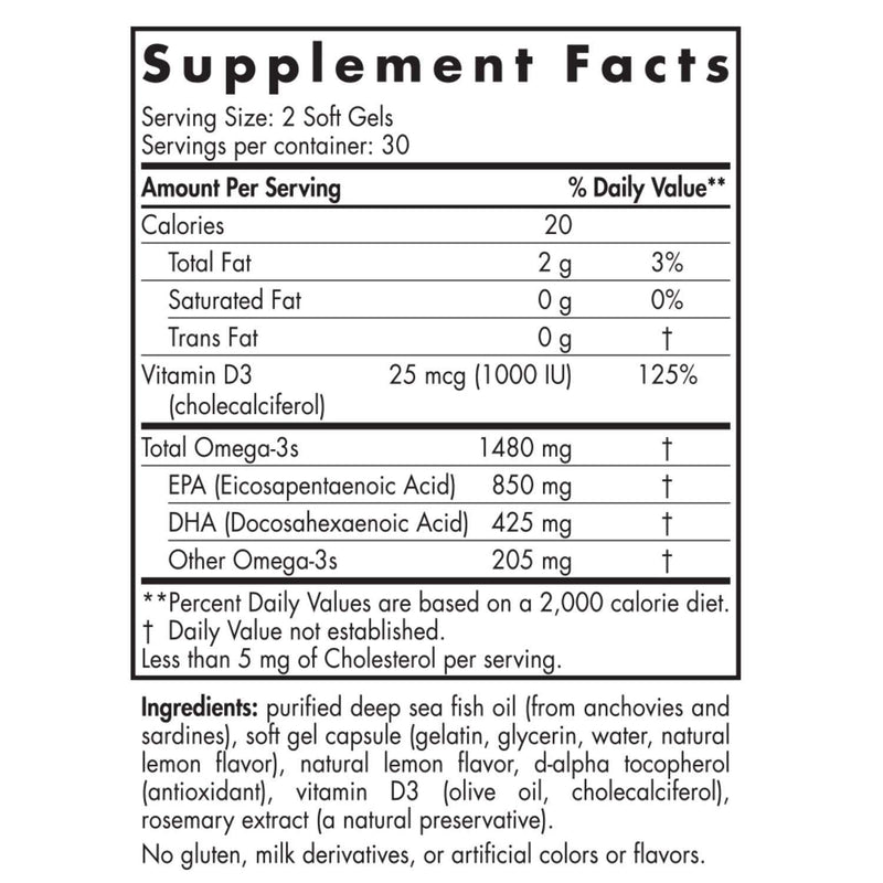 ultimate omega-d3 sport lemon (nordic naturals) supplement facts