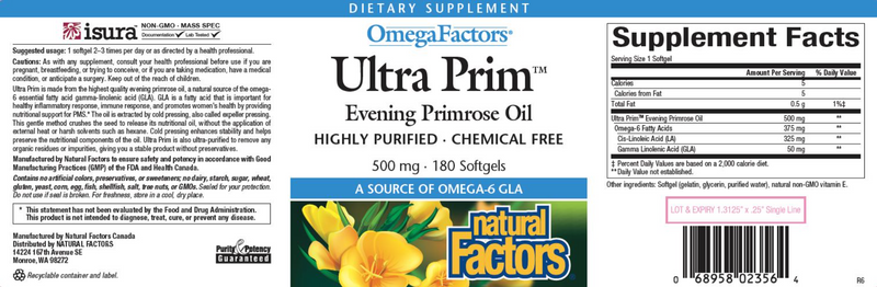 Ultra Prim EPO 500mg (Natural Factors) Label