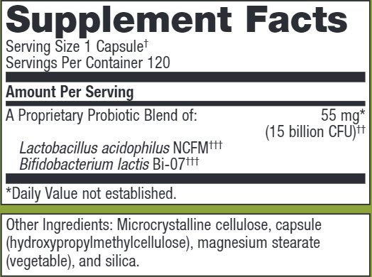 UltraFlora Balance (Metagenics) 120ct Supplement Facts