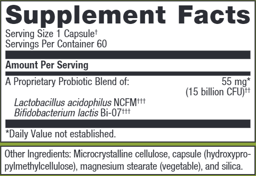 UltraFlora Balance (Metagenics) 60ct Supplement Facts