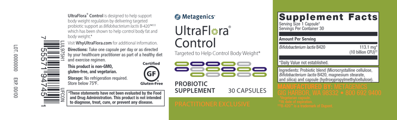 UltraFlora Control (Metagenics) Label
