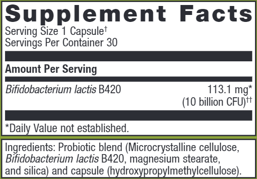 UltraFlora Control (Metagenics) Supplement Facts