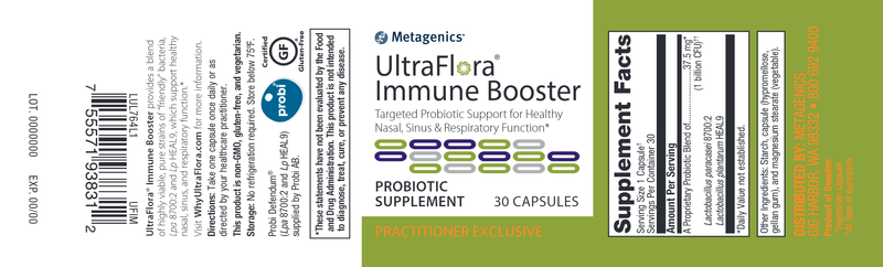 UltraFlora Immune Booster (Metagenics) Label