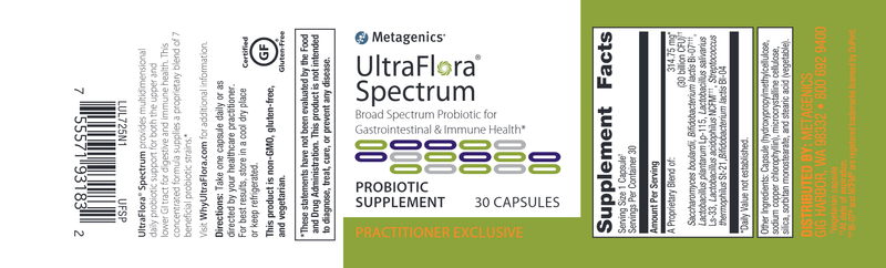 UltraFlora Spectrum (Metagenics) 30ct Label