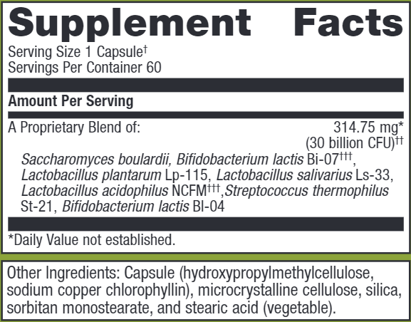 UltraFlora Spectrum (Metagenics) 60ct Supplement Facts