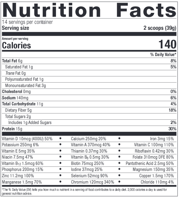 UltraMeal Daily Support Chocolate (Metagenics) Supplement Facts