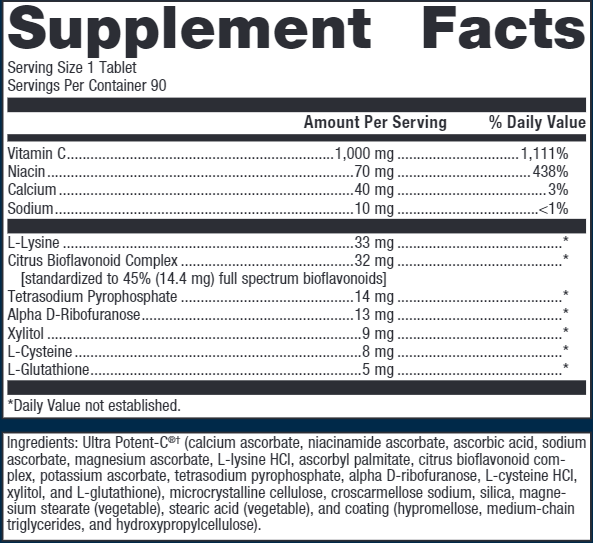 Ultra Potent-C 1000 mg (Metagenics) Supplement Facts