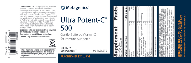 Ultra Potent-C 500 mg (Metagenics) Label